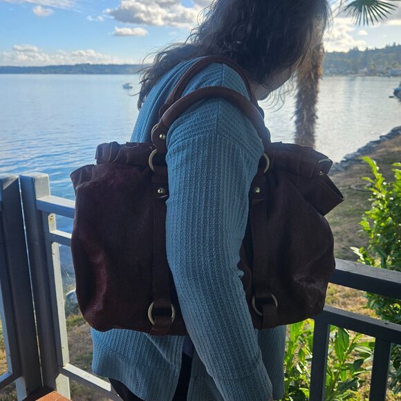 Miu Miu Brown Vitello Lux Leather Gathered Tote Handbang - Picture 7 of 7